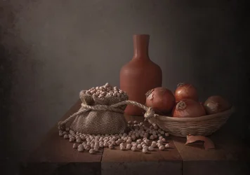 Nature morte rustique aux pois chiches