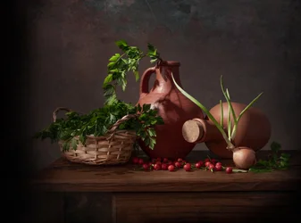 Nature morte dans une cuisine rustique