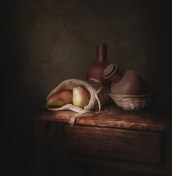 Nature morte rustique aux poires
