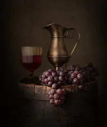 Nature morte rustique avec du vin