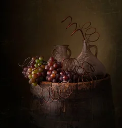 Nature morte rustique avec du vin