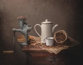 Nature morte vintage avec du café