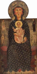 Madone et Enfant en majesté avec quatre saints, vers 1240-1245