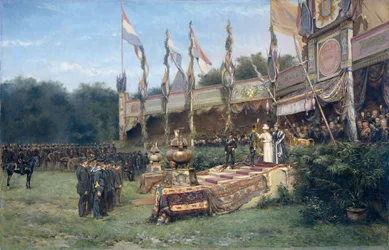 Remise de la Croix de Lombok par la Reine Wilhelmina