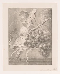 Nature morte avec fruits et pot décoré