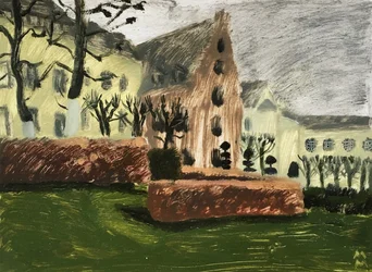 Paysage de Bruxelles, 2019 (huile sur papier)