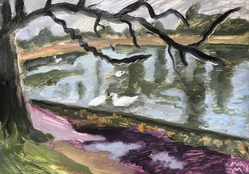 Lac du Bois de Boulogne, 2019 (oil on paper)