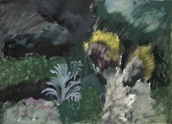 Paysage avec buissons. Allée Marcel Proust, 2019 (huile sur papier)