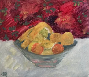 Vase aux Fruits de Juin, 2021 (oil on paper)