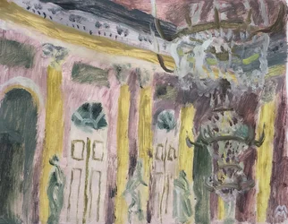 Intérieur viennois avec lustre, 2019 (huile sur papier)