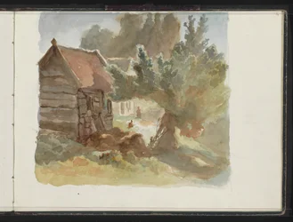 Arbre devant une cabane