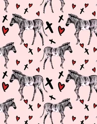 Zebra Love, Pink, 2020 (aquarelle sur papier)