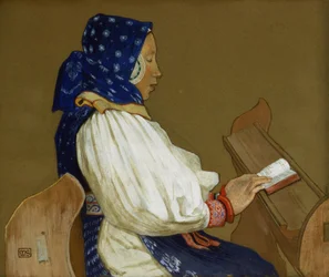 Une femme slovaque en prière, Vazcecz, Hongrie, 1907