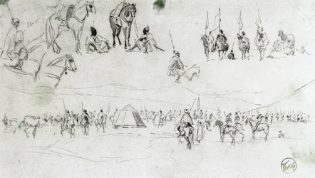 Paysage avec des militaires espagnols et des Maures