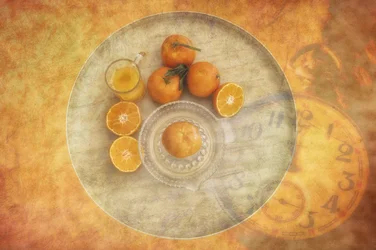 Horloge vintage « Oranges fraîches »