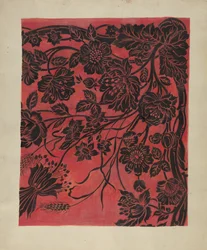 Nappe pochoirée, vers 1942