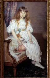 La petite fille au chien blanc ou portrait d