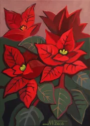 Poinsettias rouges festifs