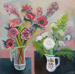 Pichets fleuris aux couleurs vives