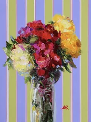 Bouquet de fleurs aux rayures colorées