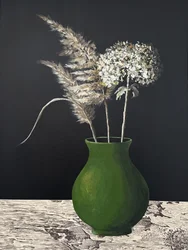Vase vert avec hortensia de la pampa