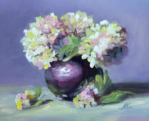 Hortensias picturaux dans un vase