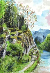 Paysage serein de montagne et de rivière