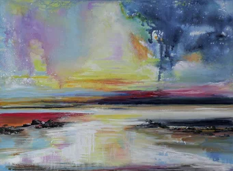 Paysage marin abstrait aux couleurs vives
