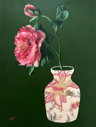 Vase à fleurs rose vif