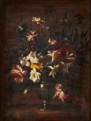 Nature morte de fleurs dans un vase en verre