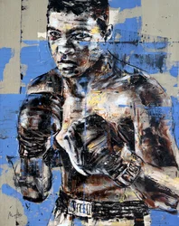 Ali, Icon Series, 2023 (acrylique et huile sur toile inversée)