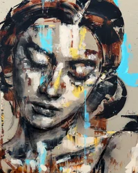 Méditer, 2024 (acrylique et huile sur toile inversée)