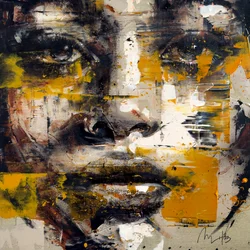 Ocre, 2023 (acrylique et huile sur toile inversée)