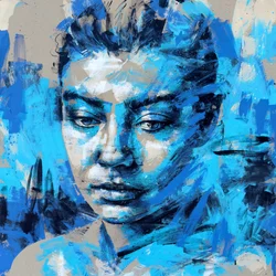 She Carries The Sea, 2025 (acrylique et huile sur toile inversée)