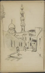 Rue au Caire, avec vue sur la mosquée Al-Rifai
