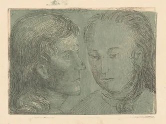 Jeune homme de profil et femme
