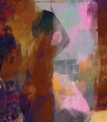 Fille à la fenêtre (technique mixte)