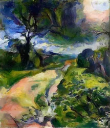 Coucher de soleil sur un chemin de campagne