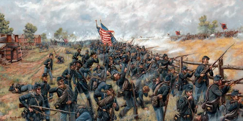 The Brickyard Fight 154th New York Infantry at Gettysburg, 2024 (Huile sur toile)