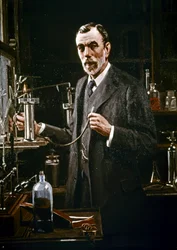 Sir William Ramsay dans son laboratoire