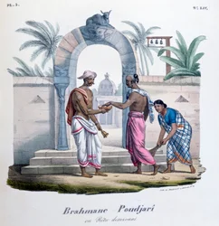 Devant un temple, Inde, 1828