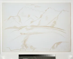 Paysage de montagne avec clocher d