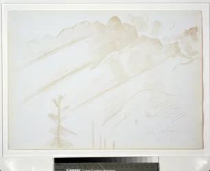 Paysage de montagne avec nuages et arbres