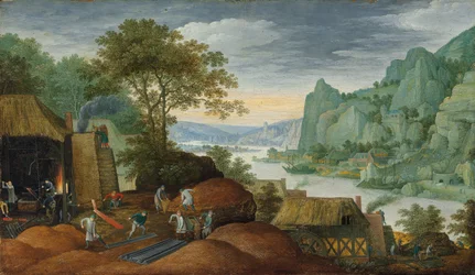 Paysage rocheux avec des personnages près d