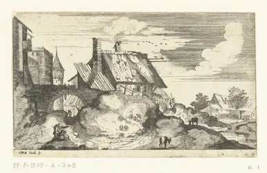 Paysage avec porte de ville