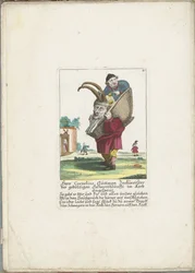 Le nain Cornelius Guttman comme porteur de cornes, ca. 1710