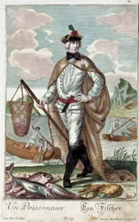 Métier : Un arbre à poissons. Gravure de Martin Engelbrecht