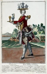 Métier : Un poisson rouge. Gravure de Martin Engelbrecht