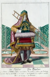 Métier : une tapisserie. Gravure de Martin Engelbrecht