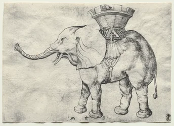 Un éléphant avec howdah, vers 1485